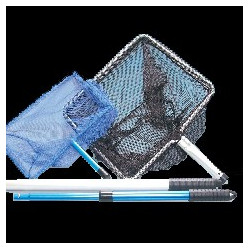 Epuisette bassin mailles larges 35x30cm manche 190cm