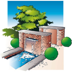 Lame d'eau Niagara 60cm + LED + bac + pompe + tuyau