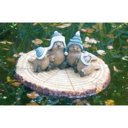 Gargouille Famille d'oiseaux assis sur un morceau de bois