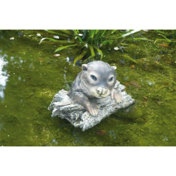 Gargouille Loutre couché sur rondin bois avec la tête levée