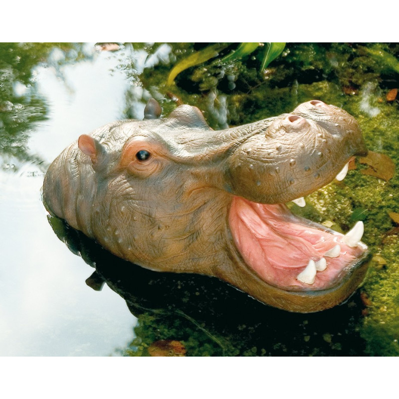 Gargouille Hippopotame à la gueule ouverte avec pompe et tuyau