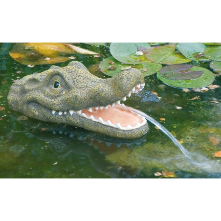 Gargouille Crocodile à la gueule ouverte avec pompe et tuyau