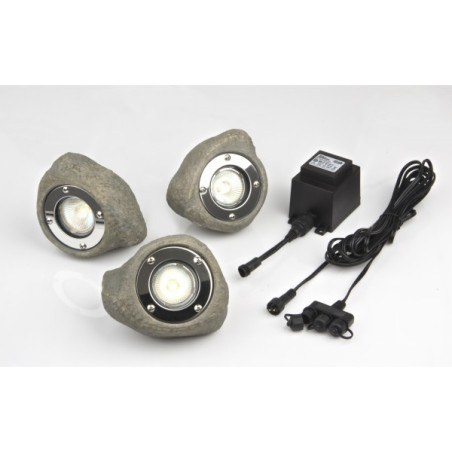 3 Spots rochers Multibright Stone 12V