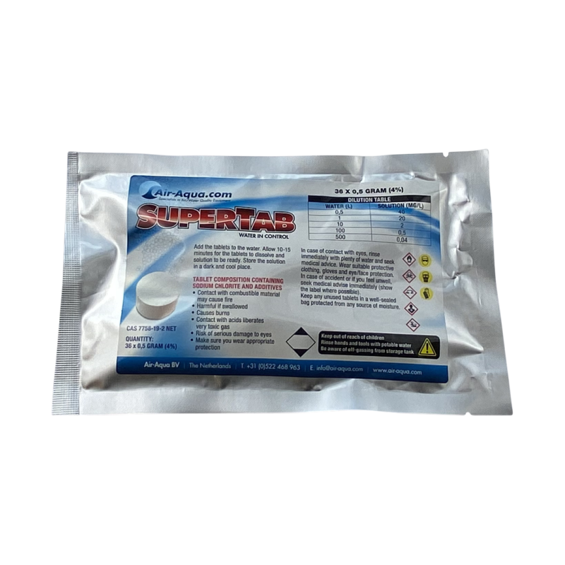 SuperTab - Dioxyde de chlore - 36 Tabs x 0.5 gramme - 4%