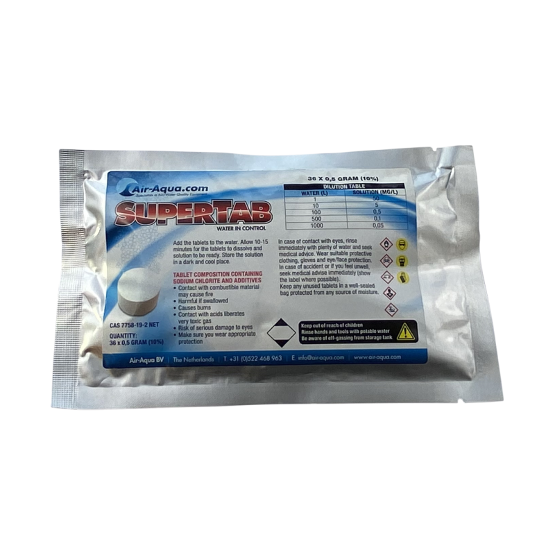 SuperTab - Dioxyde de chlore - 36 Tabs x 0.5 gramme - 10%