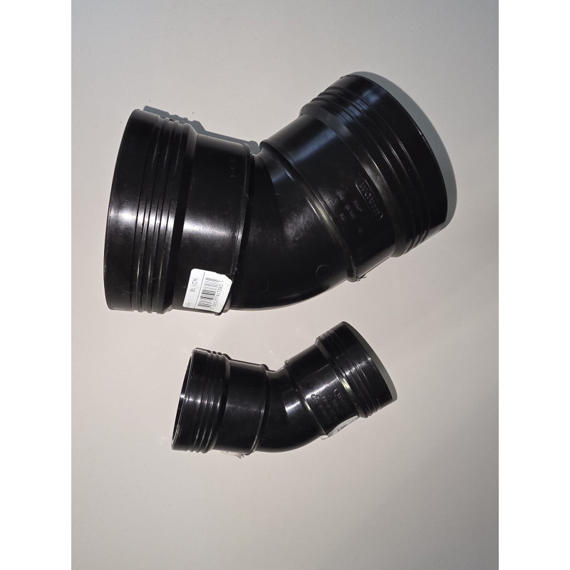 Coude 45° FF à lèvre PP Noir